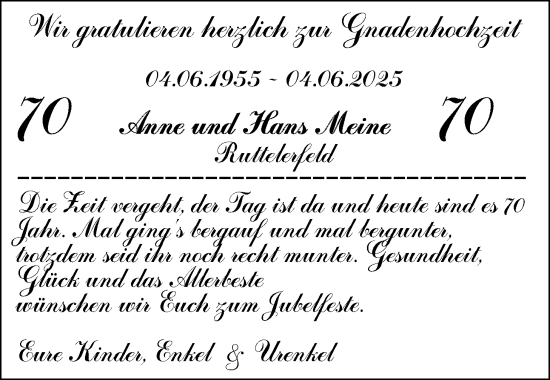 Hochzeitsanzeige von Anne Meine von NWZ