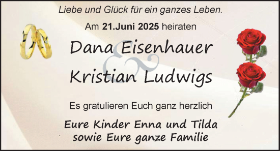 Hochzeitsanzeige von Dana Eisenhauer von EZ