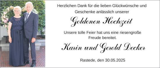 Hochzeitsanzeige von Karin Decker von NWZ