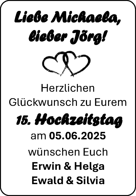 Hochzeitsanzeige von Michaela  von EZ