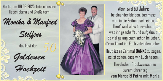 Hochzeitsanzeige von Monika Steffens von EZ