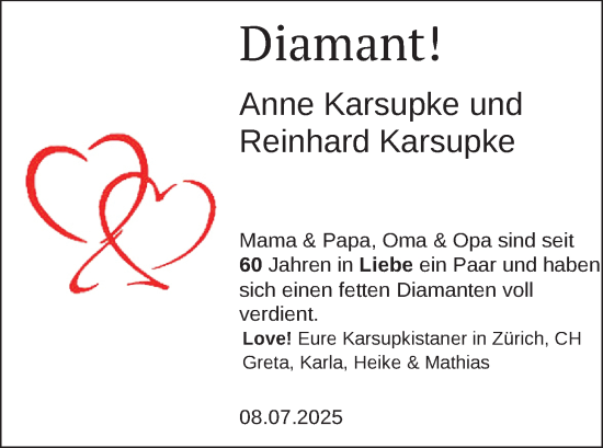 Hochzeitsanzeige von Anne Karsupke von NWZ