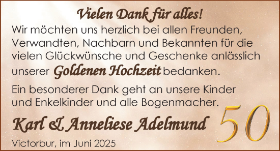 Hochzeitsanzeige von Anneliese Adelmund von EZ