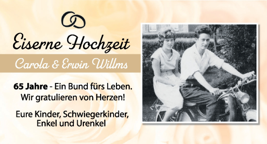 Hochzeitsanzeige von Carola Willms von NWZ