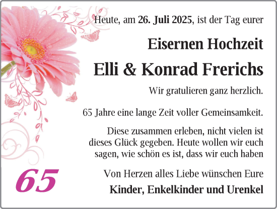 Hochzeitsanzeige von Elli Frerichs von BM