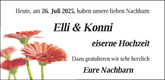 Hochzeitsanzeige von Elli Frerichs von BM