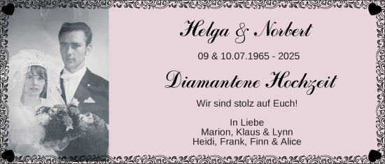 Hochzeitsanzeige von Helga  von NWZ