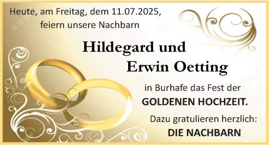 Hochzeitsanzeige von Hildegard Oetting von BM