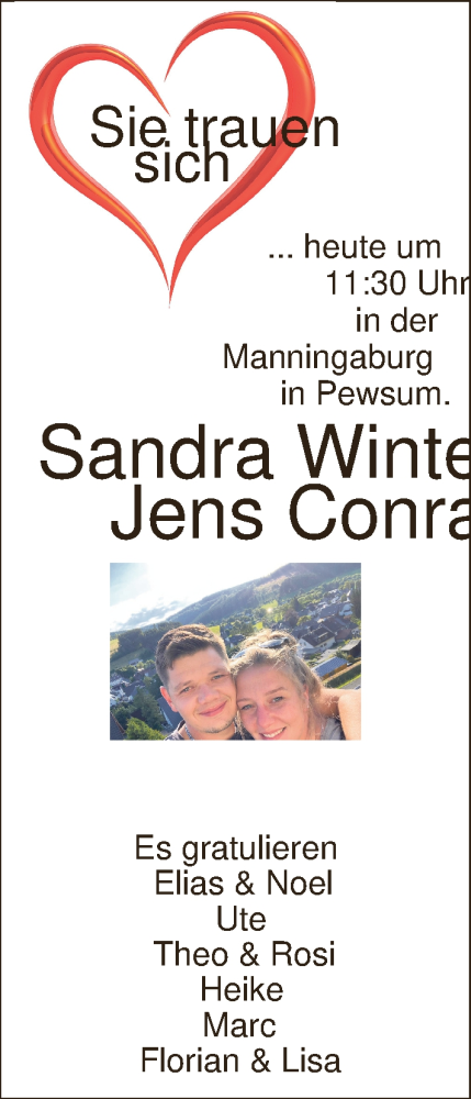 Hochzeitsanzeige von Sandra Winterland von EZ