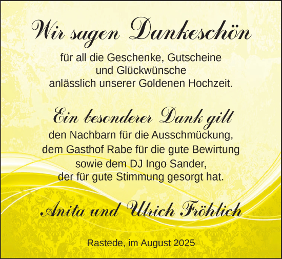 Hochzeitsanzeige von Anita Fröhlich von NWZ