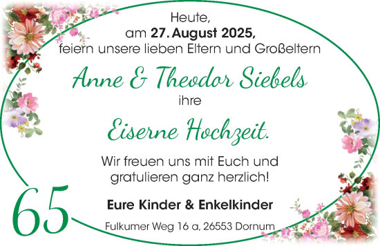 Hochzeitsanzeige von Anne Siebels von BM