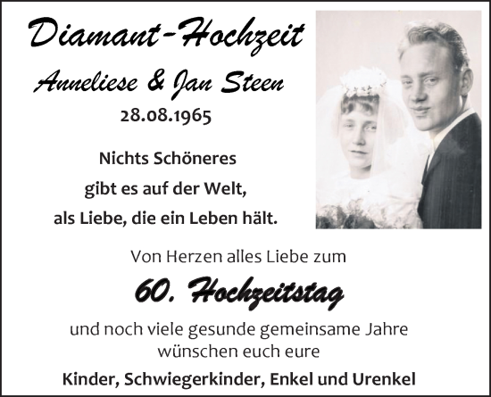 Hochzeitsanzeige von Anneliese Steen von EZ