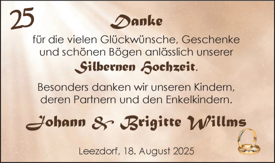 Hochzeitsanzeige von Brigitte Willms von EZ