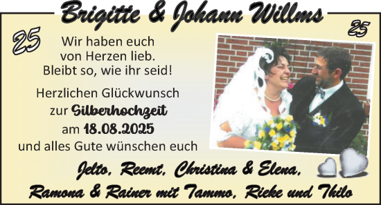 Hochzeitsanzeige von Brigitte Willms von EZ
