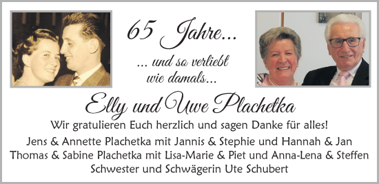Hochzeitsanzeige von Elly Plachetka von NWZ