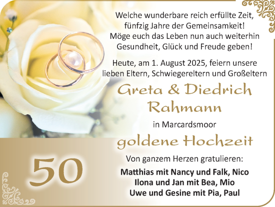 Hochzeitsanzeige von Greta Rahmann von BM