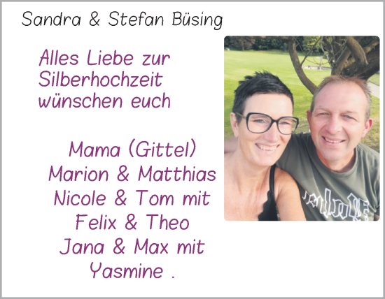 Hochzeitsanzeige von Sandra Büsing von NWZ
