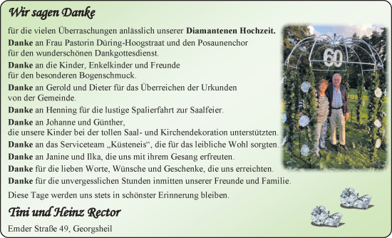 Hochzeitsanzeige von Tini Rector von EZ