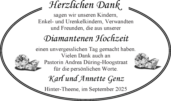 Hochzeitsanzeige von Annette Genz von EZ