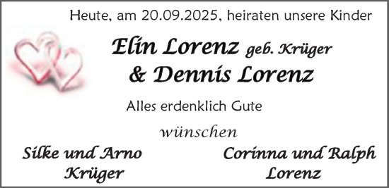 Hochzeitsanzeige von Eliin Lorenz von EZ
