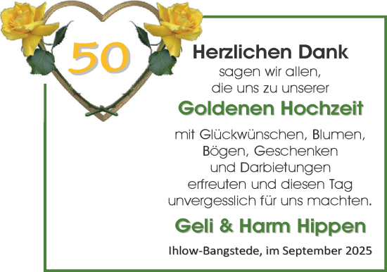 Hochzeitsanzeige von Geli Hippen von EZ