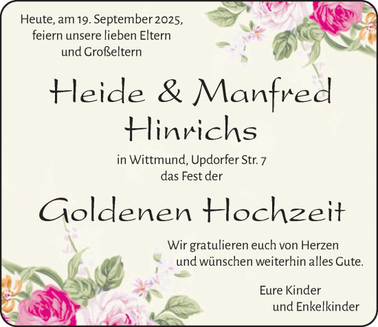 Hochzeitsanzeige von Heide  von BM