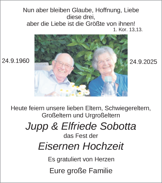 Hochzeitsanzeige von Jupp Sobotta von NWZ