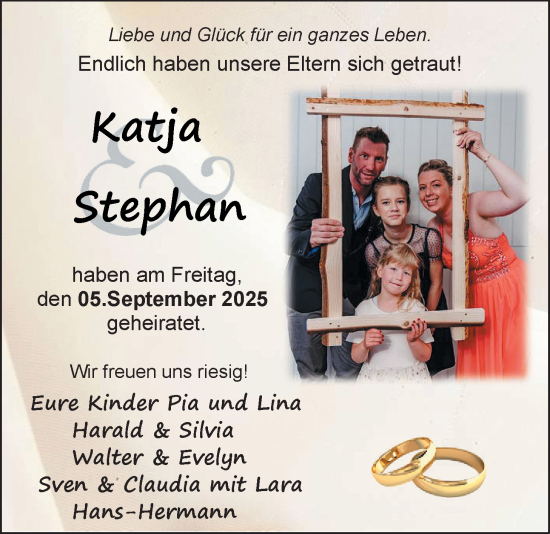 Hochzeitsanzeige von Katja  von EZ