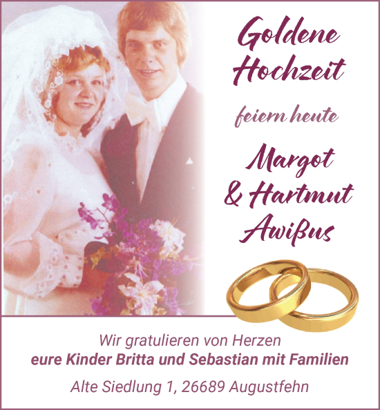 Hochzeitsanzeige von Margot Awißus von NWZ