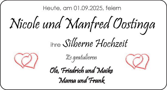 Hochzeitsanzeige von Nicole Oostinga von EZ