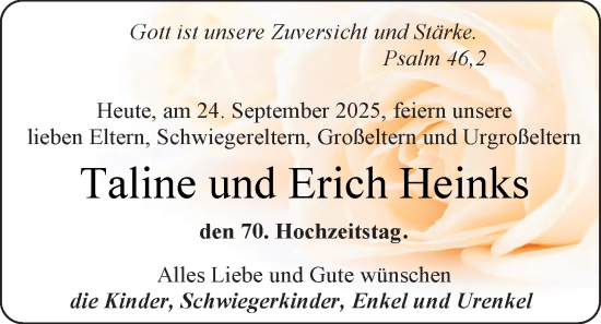 Hochzeitsanzeige von Taline Heinks von EZ