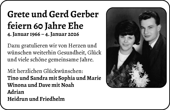 Hochzeitsanzeige von Grete Gerber von BM