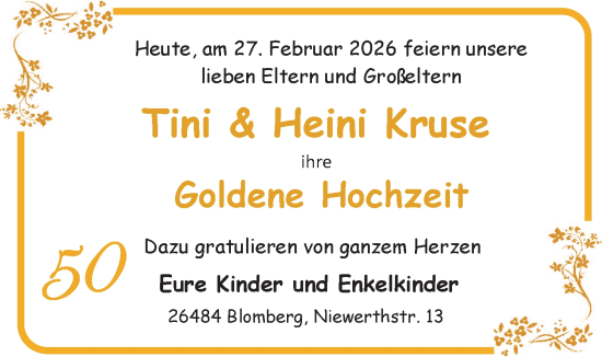 Hochzeitsanzeige von Tini Kruse von BM